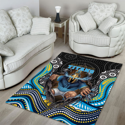 Gold Coast Titans Area Rug The Scream of Lightning Eyes - Indigenous Dot Ripping Effect