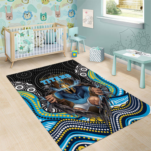 Gold Coast Titans Area Rug The Scream of Lightning Eyes - Indigenous Dot Ripping Effect