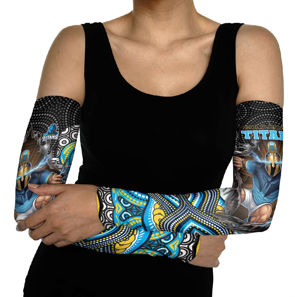 Gold Coast Titans Arm Sleeves The Scream of Lightning Eyes - Indigenous Dot Ripping Effect