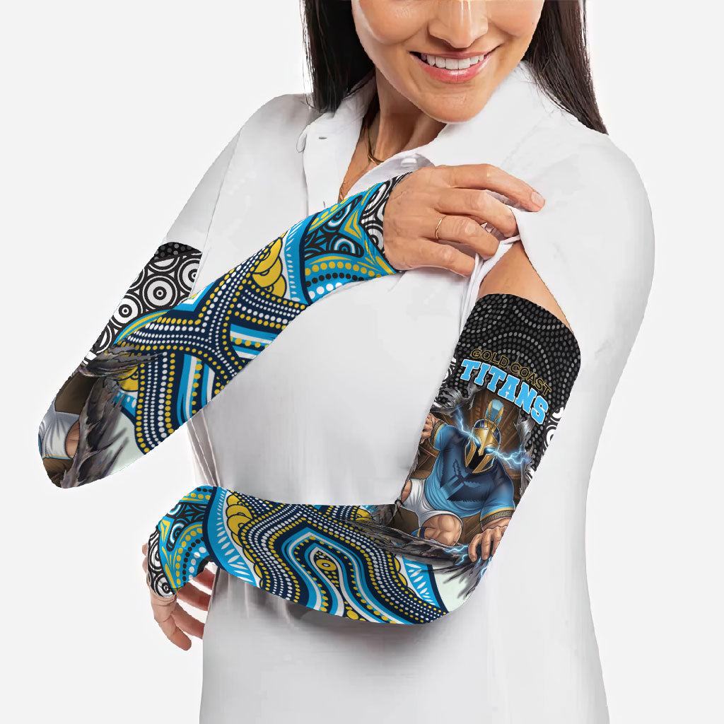 Gold Coast Titans Arm Sleeves The Scream of Lightning Eyes - Indigenous Dot Ripping Effect