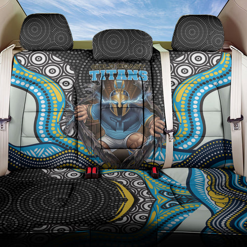Gold Coast Titans Back Car Seat Cover The Scream of Lightning Eyes - Indigenous Dot Ripping Effect