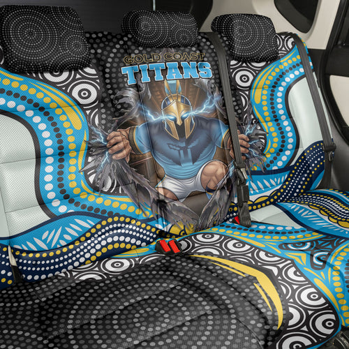 Gold Coast Titans Back Car Seat Cover The Scream of Lightning Eyes - Indigenous Dot Ripping Effect