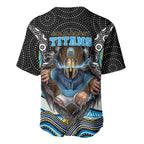 Gold Coast Titans Baseball Jersey The Scream of Lightning Eyes - Indigenous Dot Ripping Effect