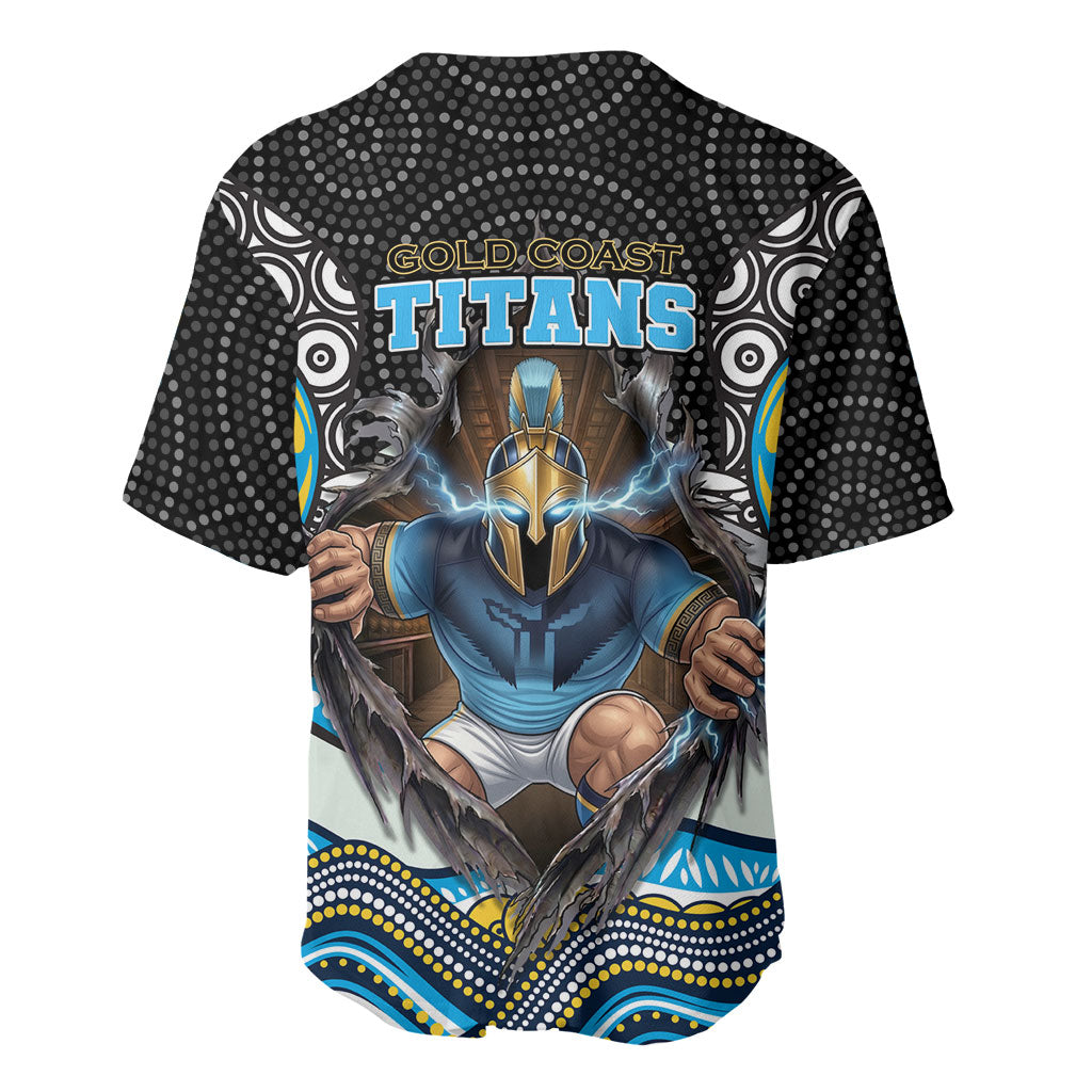 Gold Coast Titans Baseball Jersey The Scream of Lightning Eyes - Indigenous Dot Ripping Effect