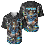 Gold Coast Titans Baseball Jersey The Scream of Lightning Eyes - Indigenous Dot Ripping Effect