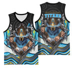 Gold Coast Titans Basketball Jersey The Scream of Lightning Eyes - Indigenous Dot Ripping Effect