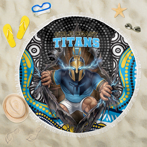 Gold Coast Titans Beach Blanket The Scream of Lightning Eyes - Indigenous Dot Ripping Effect