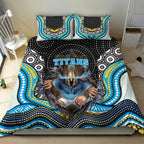 Gold Coast Titans Bedding Set The Scream of Lightning Eyes - Indigenous Dot Ripping Effect
