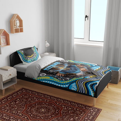 Gold Coast Titans Bedding Set The Scream of Lightning Eyes - Indigenous Dot Ripping Effect