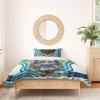 Gold Coast Titans Bedding Set The Scream of Lightning Eyes - Indigenous Dot Ripping Effect