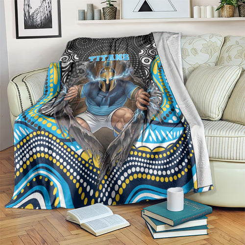 Gold Coast Titans Blanket The Scream of Lightning Eyes - Indigenous Dot Ripping Effect