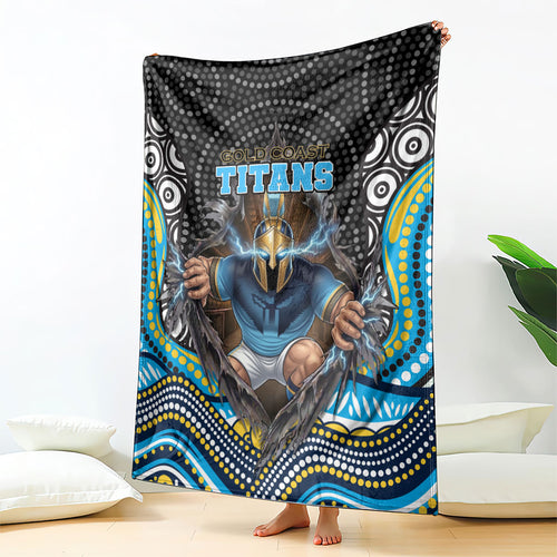 Gold Coast Titans Blanket The Scream of Lightning Eyes - Indigenous Dot Ripping Effect