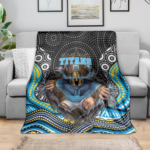 Gold Coast Titans Blanket The Scream of Lightning Eyes - Indigenous Dot Ripping Effect