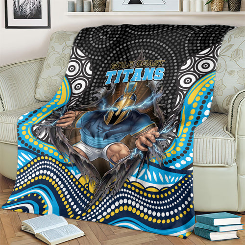 Gold Coast Titans Blanket The Scream of Lightning Eyes - Indigenous Dot Ripping Effect