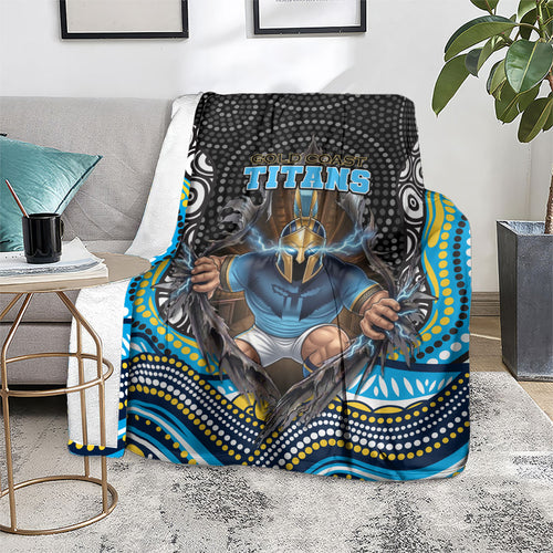 Gold Coast Titans Blanket The Scream of Lightning Eyes - Indigenous Dot Ripping Effect