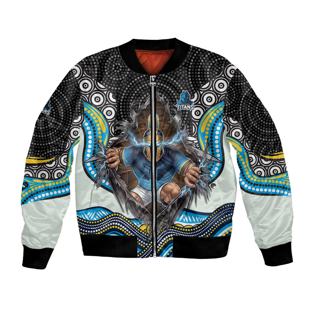 Gold Coast Titans Bomber Jacket The Scream of Lightning Eyes - Indigenous Dot Ripping Effect