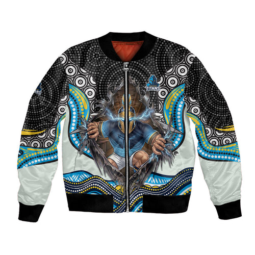 Gold Coast Titans Bomber Jacket The Scream of Lightning Eyes - Indigenous Dot Ripping Effect