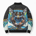 Gold Coast Titans Bomber Puffer Jacket The Scream of Lightning Eyes - Indigenous Dot Ripping Effect
