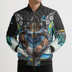 Gold Coast Titans Bomber Puffer Jacket The Scream of Lightning Eyes - Indigenous Dot Ripping Effect