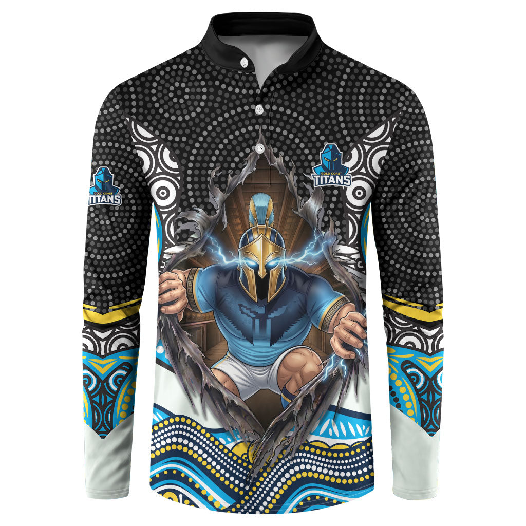 Gold Coast Titans Button Sweatshirt The Scream of Lightning Eyes - Indigenous Dot Ripping Effect