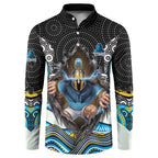 Gold Coast Titans Button Sweatshirt The Scream of Lightning Eyes - Indigenous Dot Ripping Effect