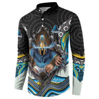 Gold Coast Titans Button Sweatshirt The Scream of Lightning Eyes - Indigenous Dot Ripping Effect