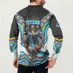 Gold Coast Titans Button Sweatshirt The Scream of Lightning Eyes - Indigenous Dot Ripping Effect