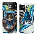 Gold Coast Titans 4 in 1 Can Cooler Tumbler The Scream of Lightning Eyes - Indigenous Dot Ripping Effect