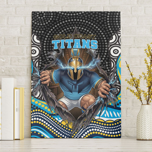 Gold Coast Titans Canvas Wall Art The Scream of Lightning Eyes - Indigenous Dot Ripping Effect