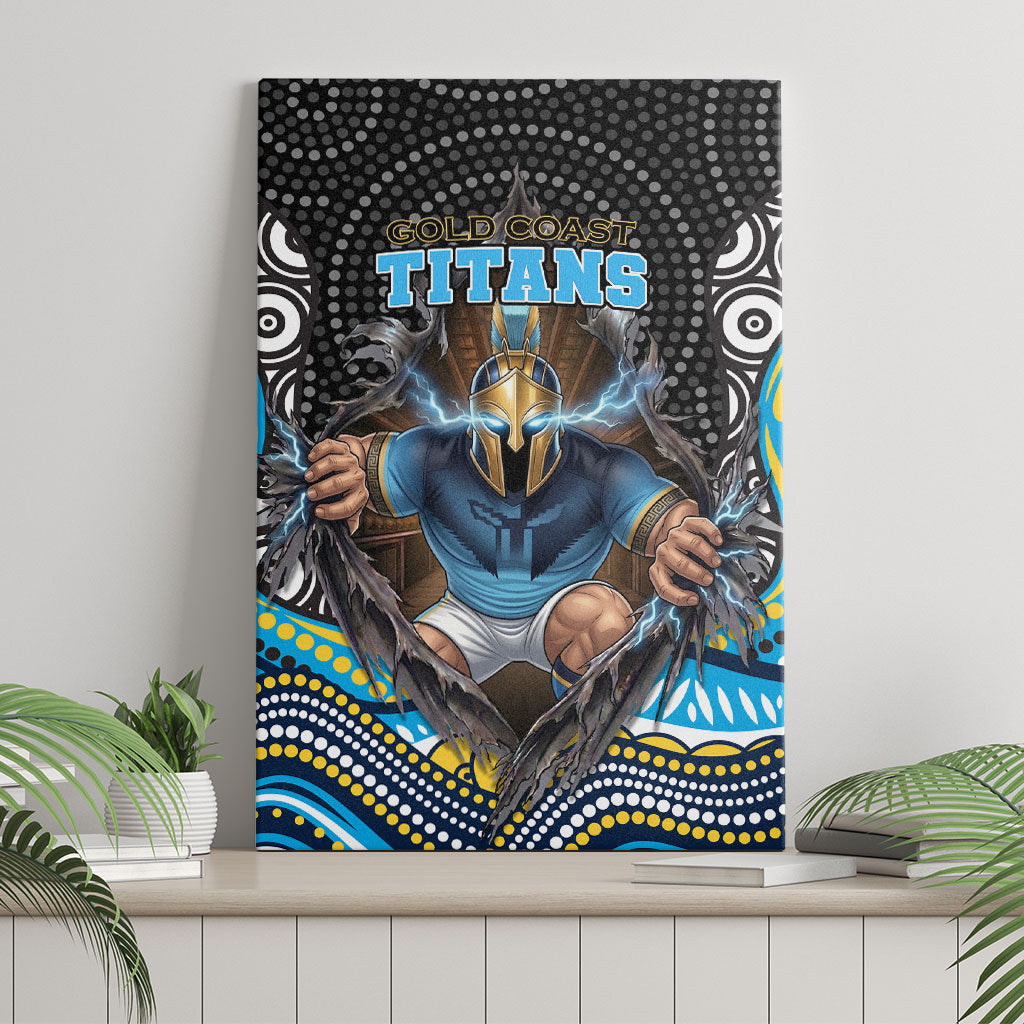 Gold Coast Titans Canvas Wall Art The Scream of Lightning Eyes - Indigenous Dot Ripping Effect