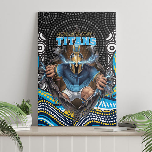 Gold Coast Titans Canvas Wall Art The Scream of Lightning Eyes - Indigenous Dot Ripping Effect