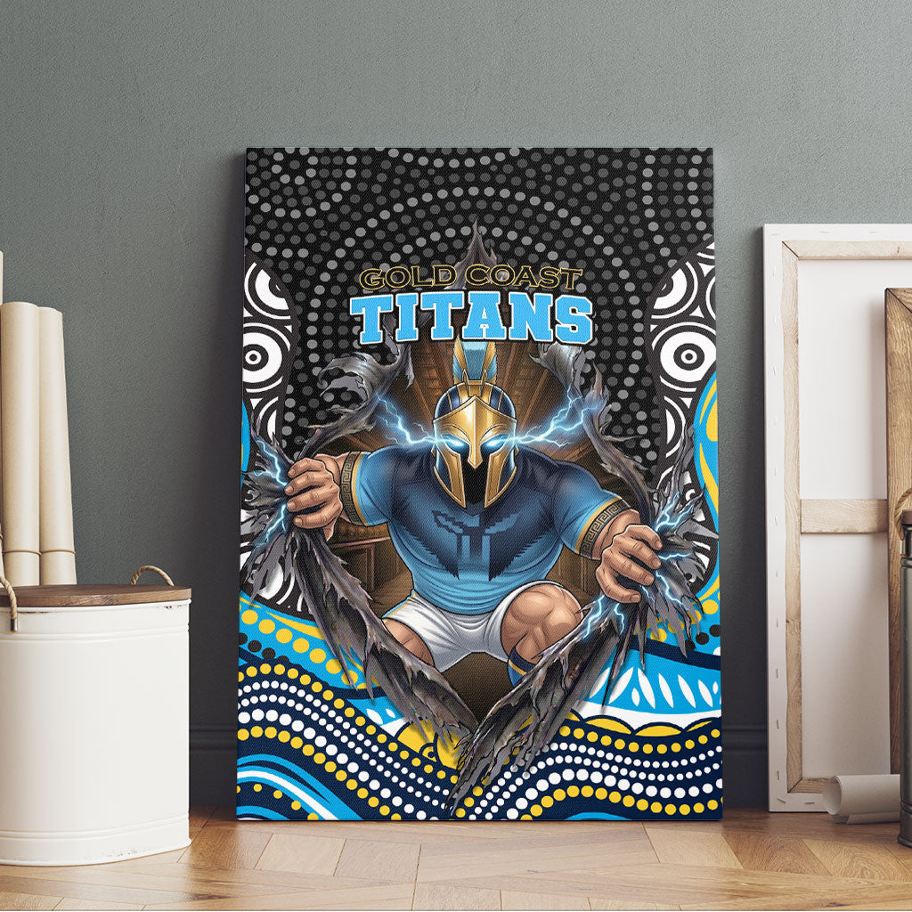 Gold Coast Titans Canvas Wall Art The Scream of Lightning Eyes - Indigenous Dot Ripping Effect