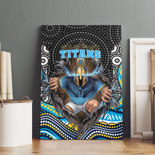 Gold Coast Titans Canvas Wall Art The Scream of Lightning Eyes - Indigenous Dot Ripping Effect