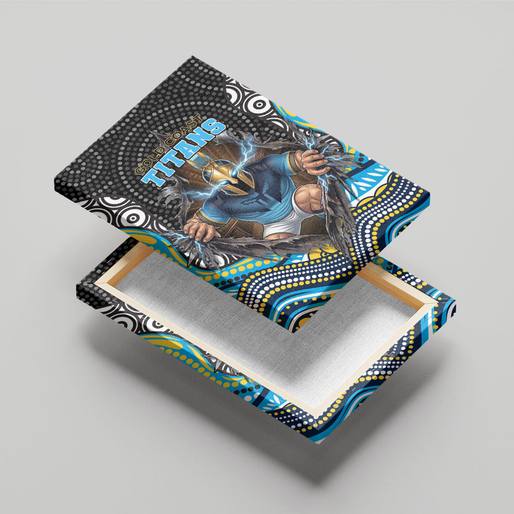 Gold Coast Titans Canvas Wall Art The Scream of Lightning Eyes - Indigenous Dot Ripping Effect