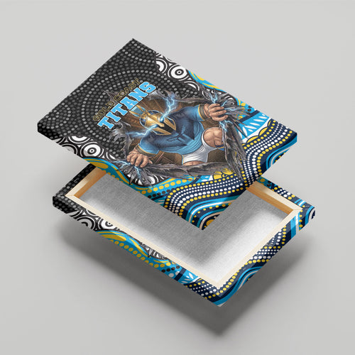 Gold Coast Titans Canvas Wall Art The Scream of Lightning Eyes - Indigenous Dot Ripping Effect