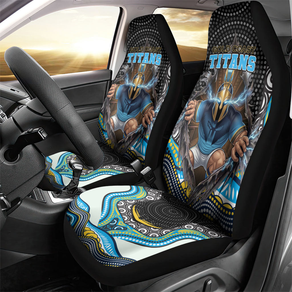 Gold Coast Titans Car Seat Cover The Scream of Lightning Eyes - Indigenous Dot Ripping Effect