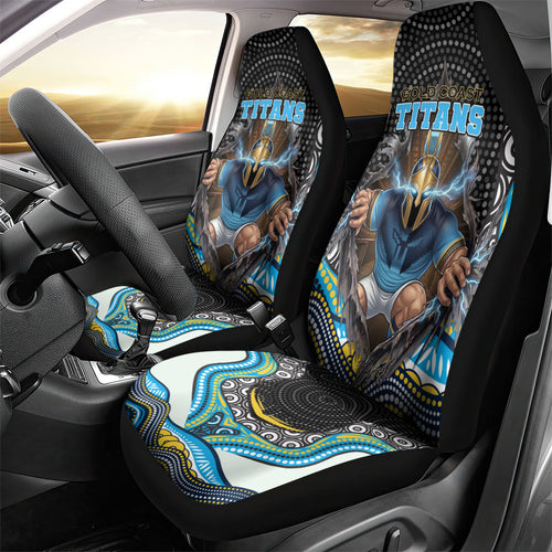 Gold Coast Titans Car Seat Cover The Scream of Lightning Eyes - Indigenous Dot Ripping Effect