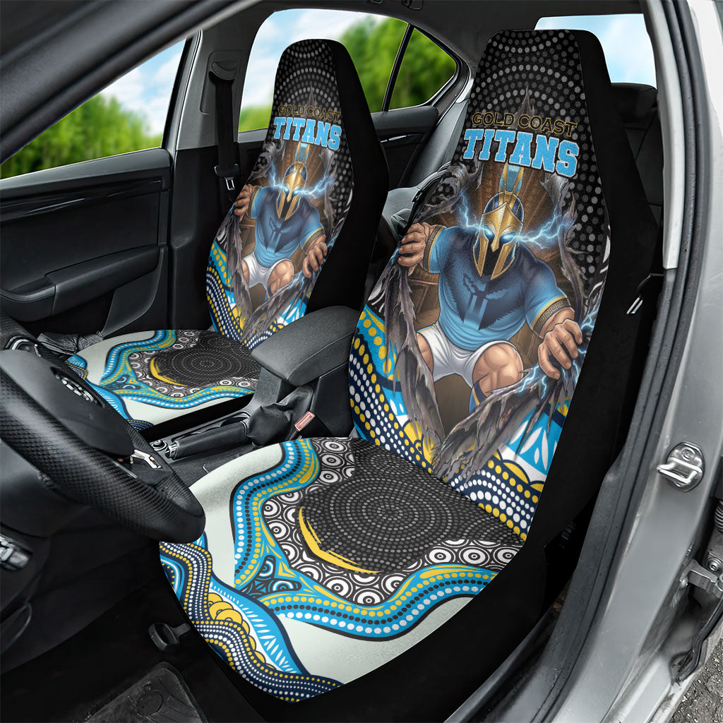 Gold Coast Titans Car Seat Cover The Scream of Lightning Eyes - Indigenous Dot Ripping Effect