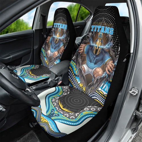 Gold Coast Titans Car Seat Cover The Scream of Lightning Eyes - Indigenous Dot Ripping Effect
