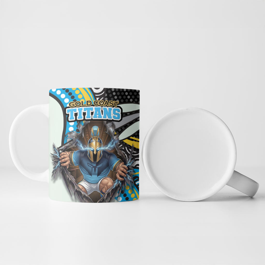 Gold Coast Titans Ceramic Mug The Scream of Lightning Eyes - Indigenous Dot Ripping Effect