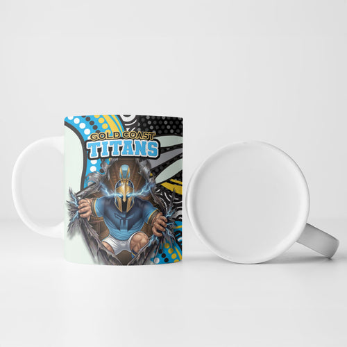 Gold Coast Titans Ceramic Mug The Scream of Lightning Eyes - Indigenous Dot Ripping Effect