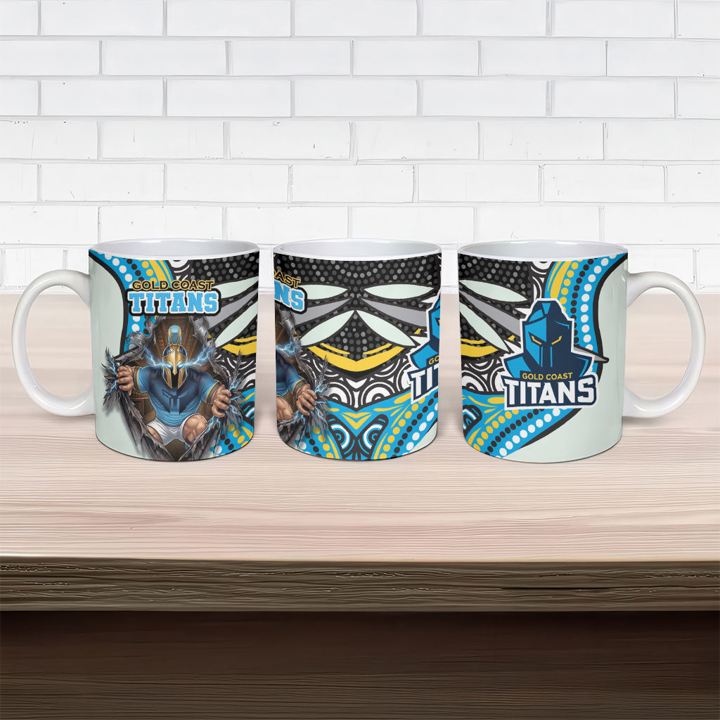 Gold Coast Titans Ceramic Mug The Scream of Lightning Eyes - Indigenous Dot Ripping Effect