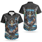 Gold Coast Titans Couples Matching Off Shoulder Short Dress and Hawaiian Shirt The Scream of Lightning Eyes - Indigenous Dot Ripping Effect