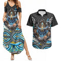 Gold Coast Titans Couples Matching Summer Maxi Dress and Hawaiian Shirt The Scream of Lightning Eyes - Indigenous Dot Ripping Effect
