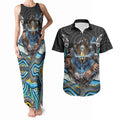 Gold Coast Titans Couples Matching Tank Maxi Dress and Hawaiian Shirt The Scream of Lightning Eyes - Indigenous Dot Ripping Effect