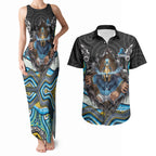 Gold Coast Titans Couples Matching Tank Maxi Dress and Hawaiian Shirt The Scream of Lightning Eyes - Indigenous Dot Ripping Effect