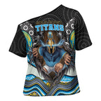 Gold Coast Titans Cross Shoulder Shirt The Scream of Lightning Eyes - Indigenous Dot Ripping Effect