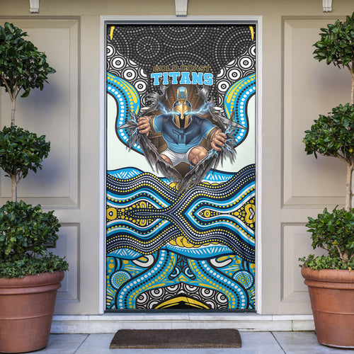 Gold Coast Titans Door Cover The Scream of Lightning Eyes - Indigenous Dot Ripping Effect
