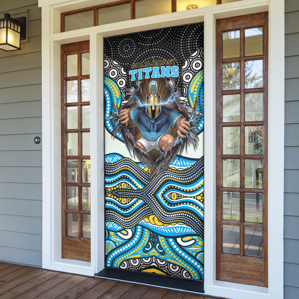 Gold Coast Titans Door Cover The Scream of Lightning Eyes - Indigenous Dot Ripping Effect