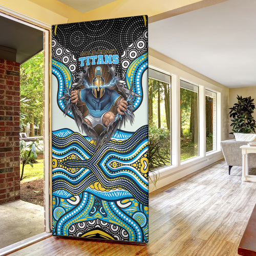 Gold Coast Titans Door Cover The Scream of Lightning Eyes - Indigenous Dot Ripping Effect